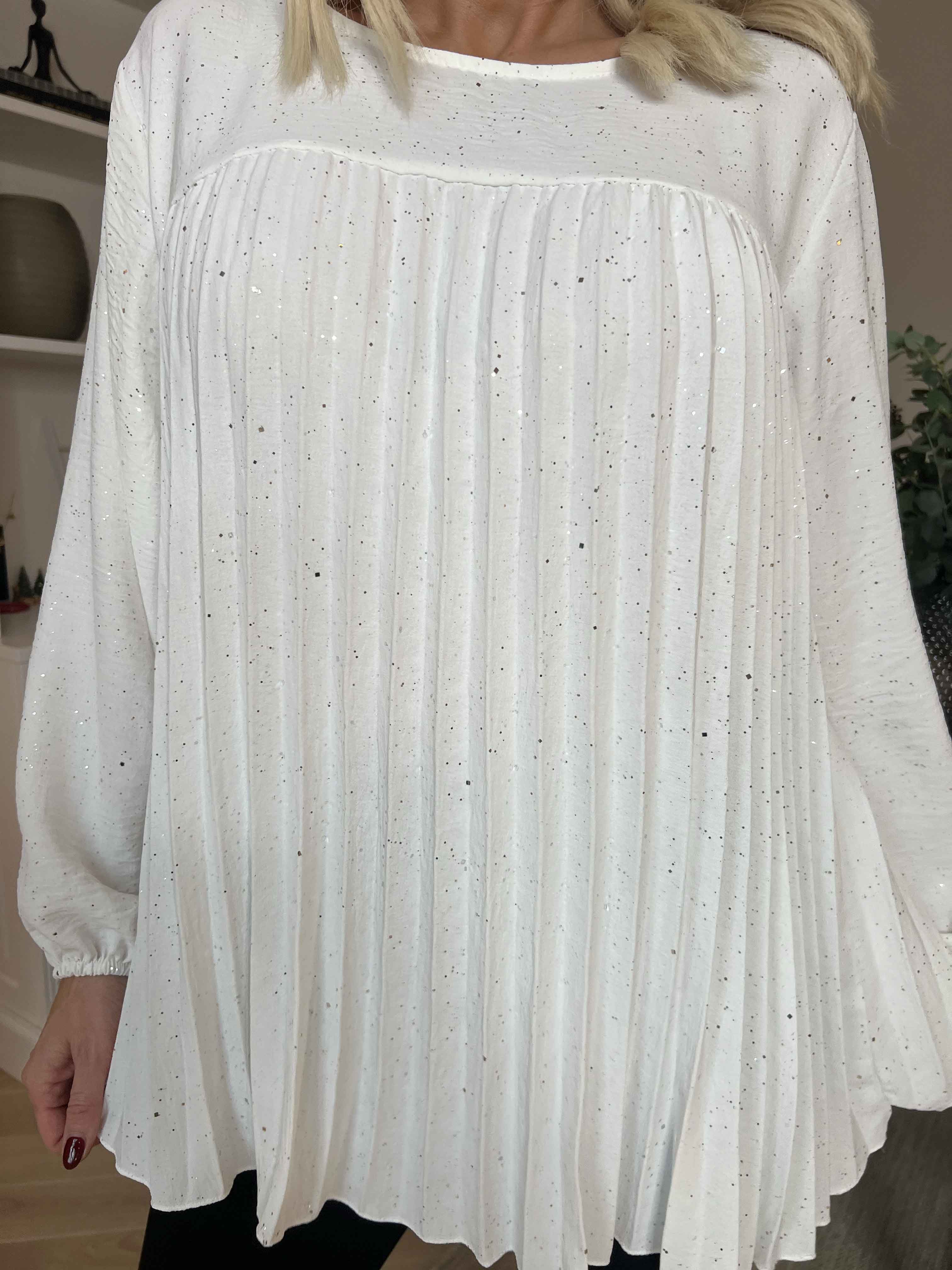 Nancy Glitter Shirt L/S - Plisseret bluse med glitter